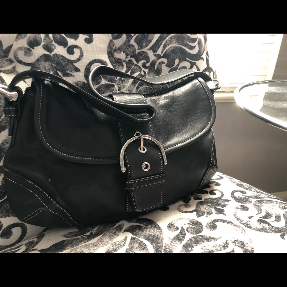 Authentic Black Leather Coach bag